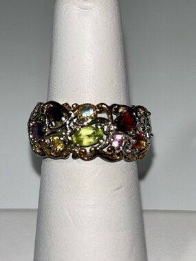 NWOT Gems En Vogue Palladium & 14k Gold Plate Multi Genuine Gemstone Band Ring